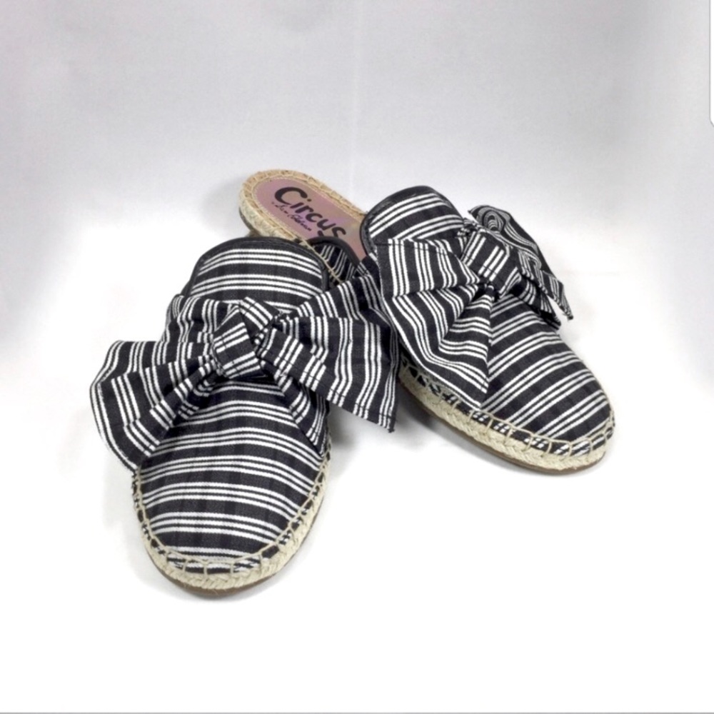 Circus by Sam Edelman Black & White Striped Sandal with Bow